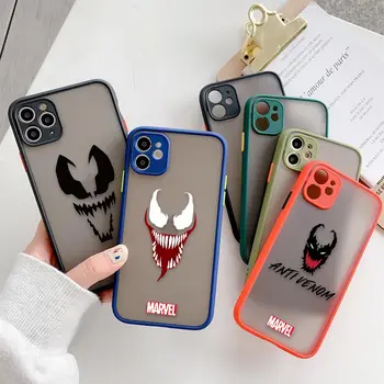 Матов Калъф За Телефон с Логото на Marvel Venom за Apple iPhone 11 12 13 14 Pro Max 7 8 Plus Mini Skin Feel Fundas Coques Capa