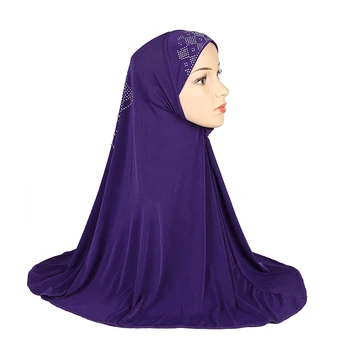 H1372 най-новият мюсюлмански шал-хиджаб, голям размер с кристали на гърба, ислямски шапки armia, превръзка на главата, подарък на рамадан