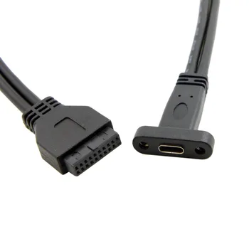 CY CY 40 см Однопортовый USB 3.1 USB-C Тип C Женски за дънната платка USB 3.0 19Pin Кабел заглавие