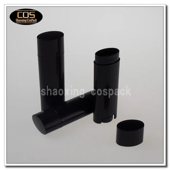 LB03-4.5 г овална форма, празни черни тръби за балсам за устни, черна и празна опаковка за балсама за устни на едро, черни саксии за балсама за устни на едро