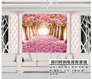 Потребителски фотообои 3d стенописи Романтична череша цвете природа тапети за хола 3 d мека опаковка монтаж на стена