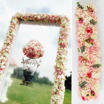 промоция романтична Сватбена Павилион за Цветя, украса на квадратен навес цветни ленти по 4 м x 26 см преминаване маса цвете бегач декор