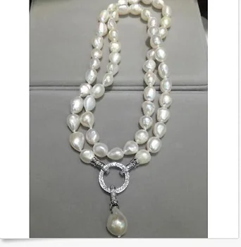 елегантен нов 12-13 мм южно море бели перли барок necklace19 