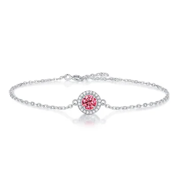 Романтична Розова гривна с диаманти от муассанита 925 сребро Дължина: 120 мм-160 мм