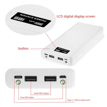 Многофункционален Блок Зарядно Устройство Power Bank Shell с 2 Изходни Портове USB, 8 Слота, Контейнер за Батерии, Калъф за направи си САМ