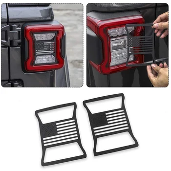 1 Чифт Алуминиеви Черни / типът на Задните Светлини Защитно покритие за Обратно виждане Фенер за Jeep Wrangler JL 2018-2021 Флаг на САЩ Офроуд Автомобил стил