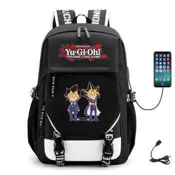Аниме Yu-Gi-О! USB Унисекс Платно Училище Раница Студент Teenger Плат Packsack Случайни Раница Високо Качество на Чанта За Лаптоп