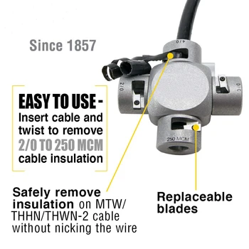 250 МИКРОНА - 2/0 кабел с изолация за източване кабел Голяма кабел за източване кабел Поставете кабела и скрутите, за да премахнете