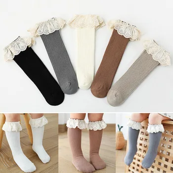 Чорапи За малки Момичета, Дълги Чорапи, Бебешки Чорапи До Коляното, Меки Памучни Модни Чорапи За Деца на възраст 0-4 Години, Чорапогащи с флорални модел За Момичета