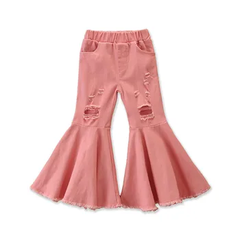 2022 Нови Розови Разкроена дънки за момичета, универсални детски Модни Дънки, Гамаши за момичета, Детски дрехи, Разкроена панталони за момичета, Панталони за момичета