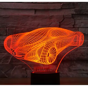 3D Led нощна светлина Динамичен спортен автомобил с 7 Цветове на Светлината, за да украсят Дома Лампа Невероятна Визуализация Оптична Илюзия
