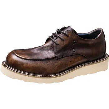 Мъжки обувки в британския стил в ретро стил От Телешка кожа, есен-зима Дишаща мъжка бизнес обувки Дантела, мъжки модел обувки с Високо Качество от естествена Кожа