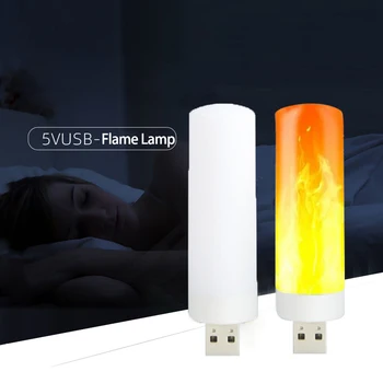 2 БР. Led, USB Лампа От Пламък, която симулира Ефект на Пламъка, Реалистичен Огън, с Атмосферно Светлина, Осветление В Помещенията, USB лека нощ