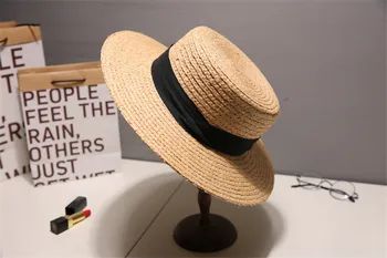 2020107-shi лято ръчно изработени рафия трева лента класическа однотонная фетровая шапка шапка мъжка жена за почивка панама джаз шапка