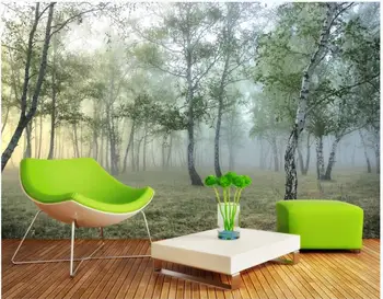 WDBH потребителски стенописи 3d фото тапет Зелена гора гъста мъгла 3D пейзаж начало декор на 3d стенописи тапети за хола