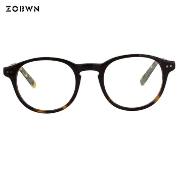 ZOBWN нитове на ацетатна рамки gafas ретро очила с кръгли Рамки за Очила, рамки за очила от късогледство удобни черни рамки за очила