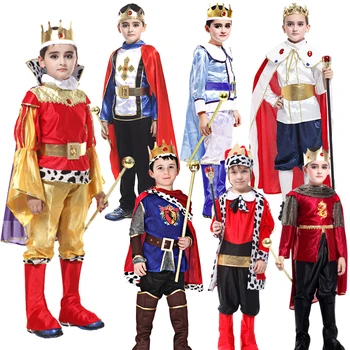Костюми за Cosplay Крал Принц на Хелоуин с Нос и Корона за Момчета, Детски Карнавални Ролеви Игри, Облекло За Парти Без Скиптър