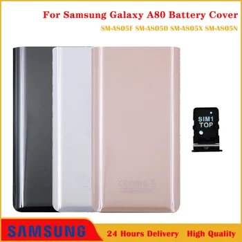 Новост За Samsung Galaxy A80 Задния Капак на Отделението за батерията със Стъклен Капак на Корпуса на Задната Врата резервни Части За Ремонт на Samsung A80 A805F Делото