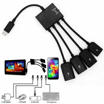 3/4 Портове и Конектори Micro USB за Android Tablet pc PC Мощност на Зареждане OTG Hub Кабелен Конектор Spliter