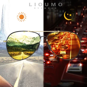 LIOUMO Включване на Слънчеви Очила за Нощно Виждане Мъжки Поляризирани Фотохромичните Очила За Шофиране Женски Пилотни Очила lunettes de soleil homme