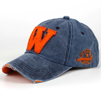 2020 нови памучни буквата W бейзболна шапка ретро открит спортни шапки женски кости Gorras извити вградени джобове с цип татко шапки за мъже