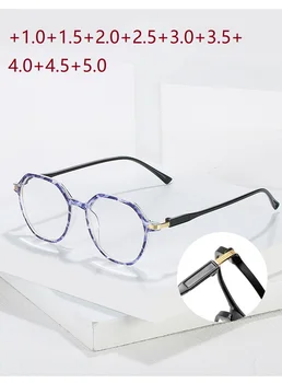 2022 нови очила за четене в кръгла рамка с принтом, мъжки модни дамски очила за четене с висока разделителна способност, очила за четене от смола
