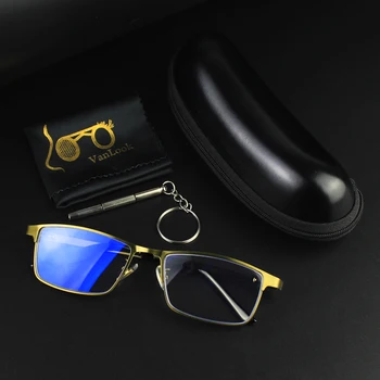 Анти Blue-Ray Компютърни Очила За Мъже Модерни Оптични Рамки Oculos Grau De Правоъгълни Очила От Неръждаема Стомана UV400