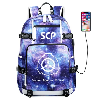 SCP Foundation Galaxy Раница За Пътуване, Големи Училищни Чанти, Водоустойчива Чанта За Книги, USB Зареждане, Чанта За Лаптоп, една Жена с Раница Раница