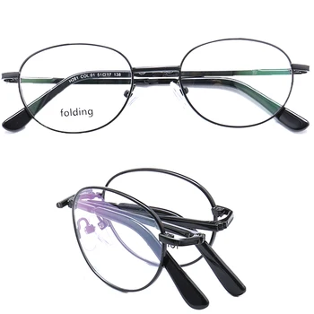 Дамски Сгъваеми Кръгли Рамки За Очила За мъже, Метални Рамки За Очила, кръгли Очила С Пълна Рамки, Модни Леки очила, Очила